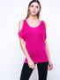 Casual Open Shoulder Designed Back Hole Plain Short Sleeve T-Shirt