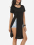 Casual Plain Split Stylish Round Neck Short-sleeve-t-shirt