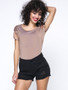 Casual Sparkling Glitter Round Neck Solid Short Sleeve T-Shirt