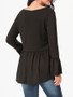 Casual Scoop Neck Ruffled Hem Plain Bell Sleeve Long-sleeve-t-shirt