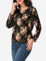 Casual Round Neck Floral Printed Long-sleeve-t-shirt