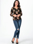 Casual Round Neck Floral Printed Long-sleeve-t-shirt