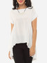 Casual Plain Asymmetrical Hems Modern Boat Neck Short-sleeve-t-shirt