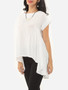 Casual Plain Asymmetrical Hems Modern Boat Neck Short-sleeve-t-shirt