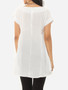 Casual Plain Asymmetrical Hems Modern Boat Neck Short-sleeve-t-shirt