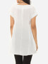 Casual Plain Asymmetrical Hems Modern Boat Neck Short-sleeve-t-shirt