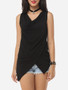 Casual Plain Asymmetrical Hems Exquisite Surplice Sleeveless-t-shirt