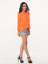 Casual Plain Split Charming Boat Neck Long-sleeve-t-shirt