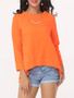 Casual Plain Split Charming Boat Neck Long-sleeve-t-shirt