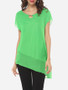 Casual Plain Asymmetrical Hems Delightful Blouse