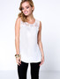 Casual Sleeveless Patchwork Hollow Out Solid Blouse