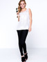 Casual Sleeveless Patchwork Hollow Out Solid Blouse