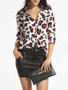 Casual turn Down Collar Single Breasted Leopard Printed Blouse