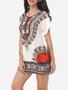 Casual Tribal Printed Batwing Scoop Neck Short Sleeve T-shirt