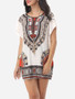 Casual Tribal Printed Batwing Scoop Neck Short Sleeve T-shirt