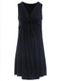 Casual Ruched Sleeveless Deep V-Neck Solid Shift Dress