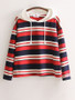 Casual Loose Simple Striped Drawstring Hoodie