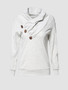 Casual Cowl Neck Decorative Button Plain Hoodie