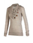 Casual Cowl Neck Decorative Button Plain Hoodie