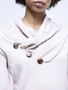 Casual Cowl Neck Decorative Button Plain Hoodie