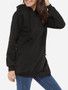 Casual Zips Plain Drawstring Hoodie