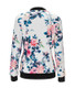 Casual Band Collar Bomber Jacket In Floral Printed