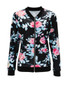 Casual Band Collar Bomber Jacket In Floral Printed