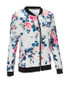 Casual Band Collar Bomber Jacket In Floral Printed