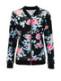 Casual Band Collar Bomber Jacket In Floral Printed