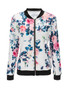 Casual Band Collar Floral Printed Bomber Jacket