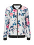 Casual Band Collar Floral Printed Bomber Jacket