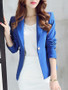 Casual Notch Lapel Courtly Single Button Plain Blazer