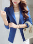 Casual Notch Lapel Courtly Single Button Plain Blazer