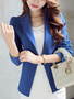 Casual Notch Lapel Courtly Single Button Plain Blazer