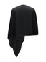 Casual Designed V-Neck  Asymmetric Hem  Plain Cape