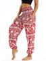 Floral Printed Elastic Waist Casual Pants