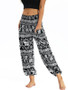 Floral Printed Elastic Waist Casual Pants