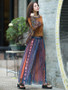 Vintage Printed Big Hem Wide Leg Bottom Casual Pants