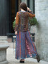 Vintage Printed Big Hem Wide Leg Bottom Casual Pants