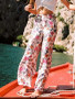 Pretty Floral Wide Leg Bottom Casual Pants