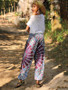 Fashion 2 Colors Elastic Waist Wide Leg Casual Pants