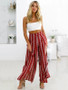 Striped Wide Leg Split Bottom Casual Pants