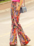 Fashion Floral Bell-bottoms Casual Pants