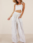 Striped Wide Leg Bottom Casual Pants