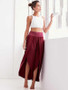 Solid Color Wide Leg Split Bottom Casual Pants