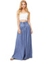 Simple Solid Color Big Hem Wide Leg Bottom Casual Pants