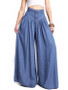 Simple Solid Color Big Hem Wide Leg Bottom Casual Pants