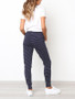 New Sapphire Blue Print Drawstring Waist Mid-rise Casual Pants