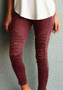 New Red Ruffle Elastic Waist Casual Long Pants