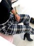 New Blue Plaid Sashes High Waisted Casual Long Pants